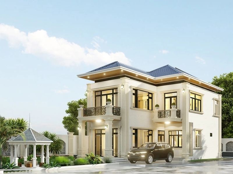 Mẫu nhà đẹp 2 tầng 150m2 (6x25m) mái Nhật Tân Cổ Điển sở hữu sân vườn th...jpg