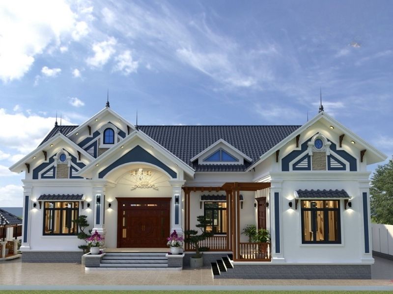 Mẫu nhà mái Thái chữ L đẹp với thiết kế phào chỉ nổi bật đầy thẩm mỹ ...jpg