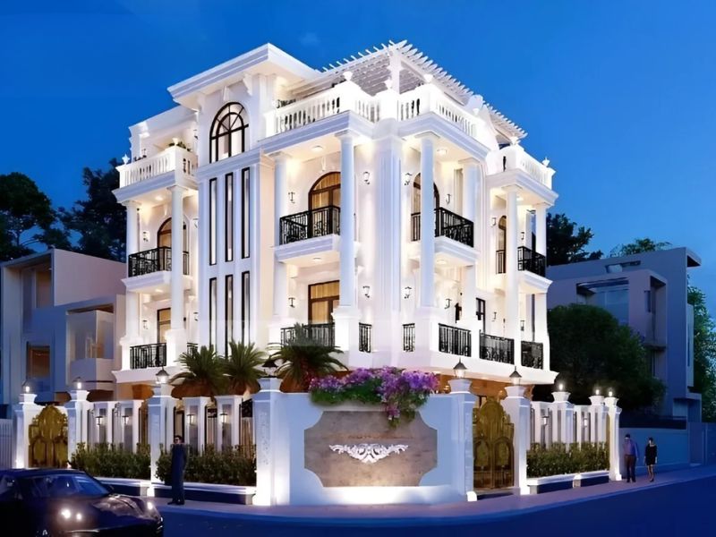 Mẫu nhà xây 2 cổng Tân Cổ Điển đẹp tinh xảo hợp phong thủy  Xây dựng Nhất...jpg