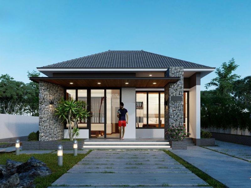 Nhà 100m2 cấp 4 mái Nhật (10x10m) có vườn xanh mát tạo nét đẹp nhẹ nhàng Xây ...jpg