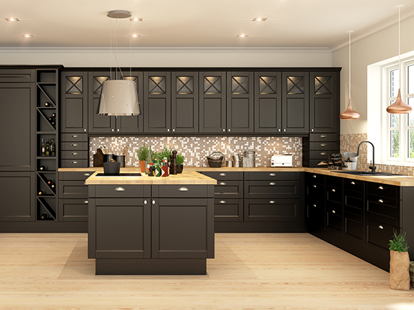 Hệ thống đèn chiếu sáng phân tầng cho khu vực khách và bếp)