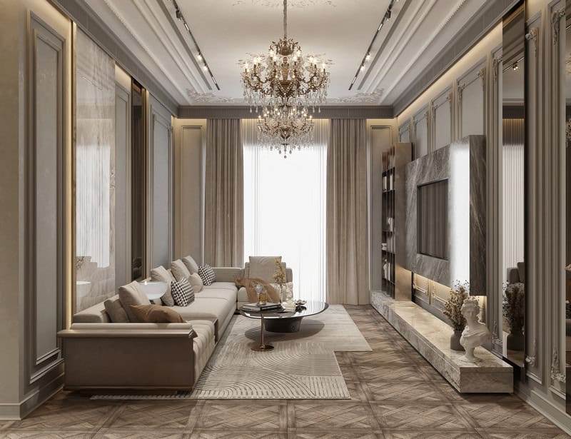 Thiết kế nội thất chung cư 105m2 tân cổ điển