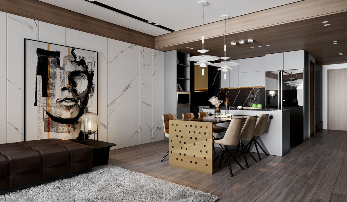 Thiết kế nội thất chung cư 105m2 hiện đại sang trọng